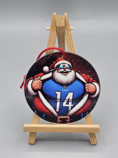 Detroit Lions Santa Claus Shows Loyalty Metal Christmas Tree Ornament