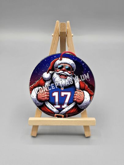 Santa Claus Shows Buffalo Bills Loyalty Metal Holiday Christmas Tree Ornament