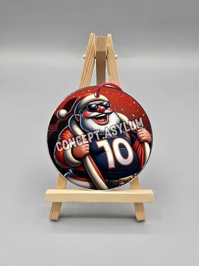 Santa Claus Shows Denver Broncos Loyalty Metal Holiday Christmas Tree Ornament