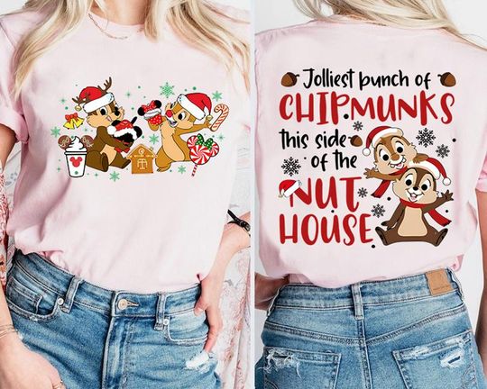 Disneyland Chip And Dale Christmas Shirt, Disneyland Family Vacation Christmas Shirt, Chipmunks Gift Shirt, Snowmen Snowflake Double Trouble