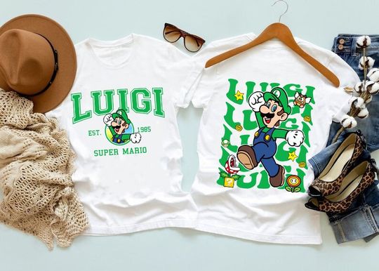 Super Mario Luigi Shirts, Super Mario Bros Sweatshirts, Mario Luigi Shirts, Funny Luigi Shirts, Super Mario Games Merch, Mario Gaming Shirts