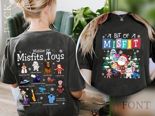 Wishlist Of Misfits Toys Shirt, Rudolph The Red Nosed Reindeer Christmas Shirt, A Bit Of A Misfit Shirt, Christmas Shirts, Christmas Gifts