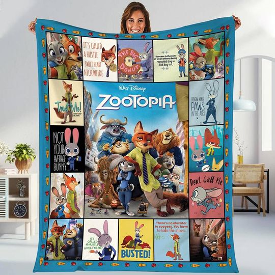 Zootopia Throw Blanket, Fox And Bunny Blanket, Zootopia Movie Throw Blanket For Bed Couch Sofa, Disneyland Zootopia Birthday Gift