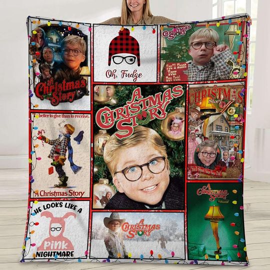 Ralph Ralphie Parker Blanket, A Christmas Story Blanket, Christmas Movie Throw Blanket For Bed Couch Sofa, Christmas Movie Blankets