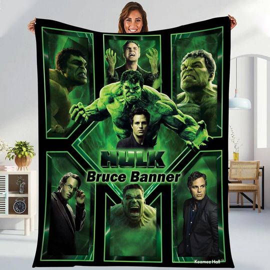 Incredible Hulk Blanket, Bruce Banner Incredible Hulk Blanket, Avengers Team Superhero Throw Blanket For Bed Couch Sofa, Superhero Blanket