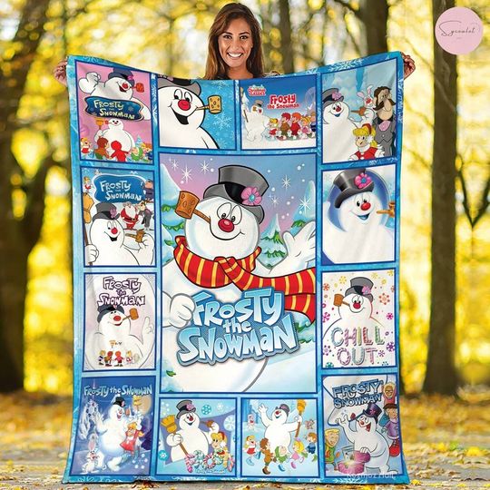 Frosty The Snowman Christmas Blanket | Frosty And Friends Christmas Blanket | Christmas Frosty The Snowman Throw Blankets Bed Couch Sofa