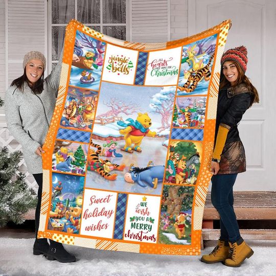 Disneyland Winnie The Pooh Christmas Blanket, Pooh Tigger Piglet Eeyore  Blanket, Pooh Bear Disneyland Throw Blanket, Christmas Gift