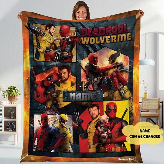 Deadpool Wolverine Blanket, Superhero Blanket, Wolverine And Deadpool Throw Blanket, Superhero Movie 2024 Blanket, Superhero Besties Blanket