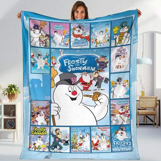 Frosty The Snowman Christmas Blanket, Cozy Snowman Throw Blanket, Christmas Blanket, Frosty The Snowman Blanket, Best Christmas Gift Blanket