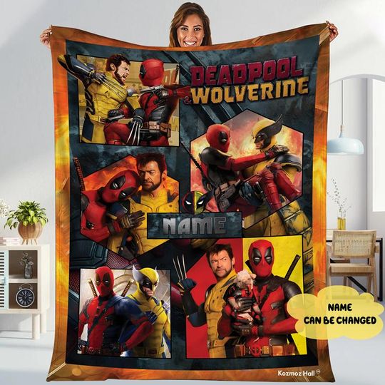 Deadpool Wolverine Blanket, Superhero Blanket, Wolverine And Deadpool Throw Blanket, Superhero Movie 2024 Blanket, Superhero Besties Blanket