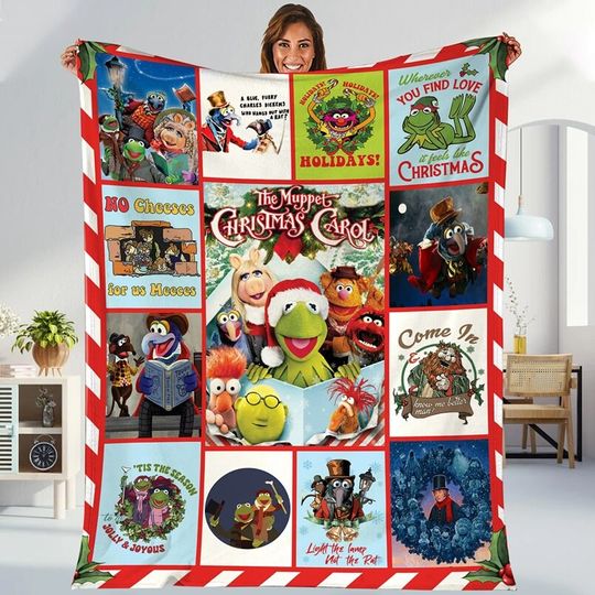 The Muppet Christmas Carol Characters Blanket, K the frog Blanket, Disneyland Gifts Blanket, Throw Blankets For Bed Couch Sofa