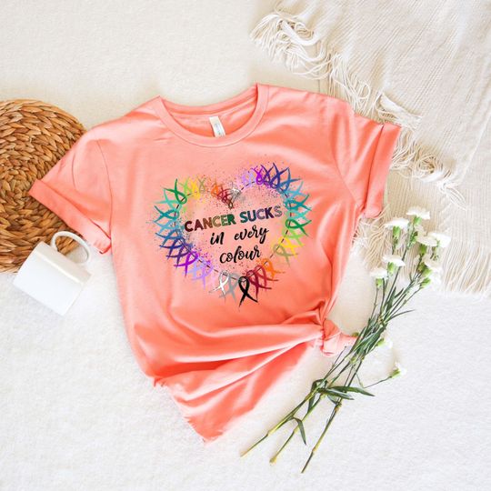 Cancer Sucks In Every Color T-shirt, Nobody Fights Alone, Cancer Fighter Shirt, Warrior T-shirts, Cancer Awareness T-shirt, Cancer Survivor