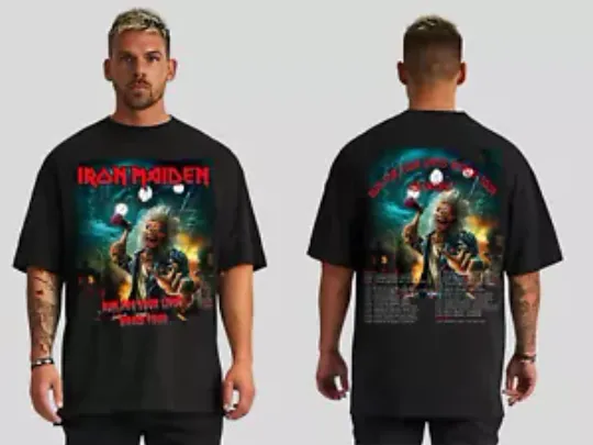 IRON MAIDEN Run For Your Lives World Tour 2025 HARD ROCK BLACK T SHIRT