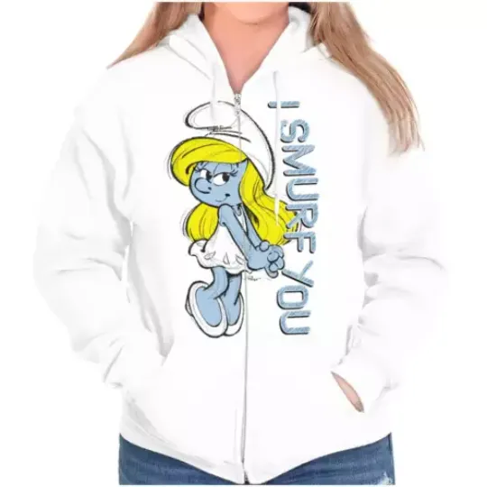 Smurfette Valentines Day Love  I Smurf You Womens Zip Hooded Sweatshirt Hoodie