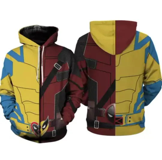 Deadpool and Wolverine Full Over Print Hoodie, Deadpool 3 Movie Zip