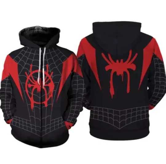 3D Full Over Print Hoodie, Spider Man 3D Zip Hoodie, Xmas Gift, Unisex Full Size