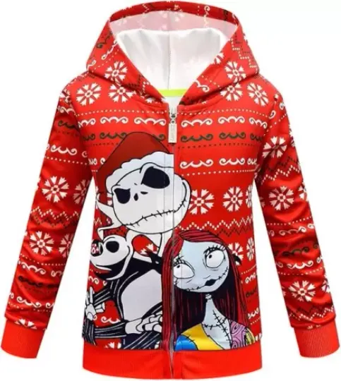 Boys Nightmare Christmas Hoodies Kids Cartoon Graphic Hooded Sweatshirt