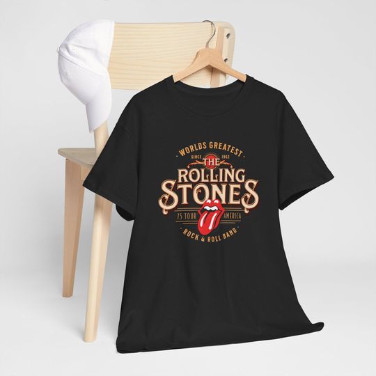Rolling Stones 1975 Tour, Vintage Rock Concert, Limited Edition, Unisex Heavy Cotton Tee