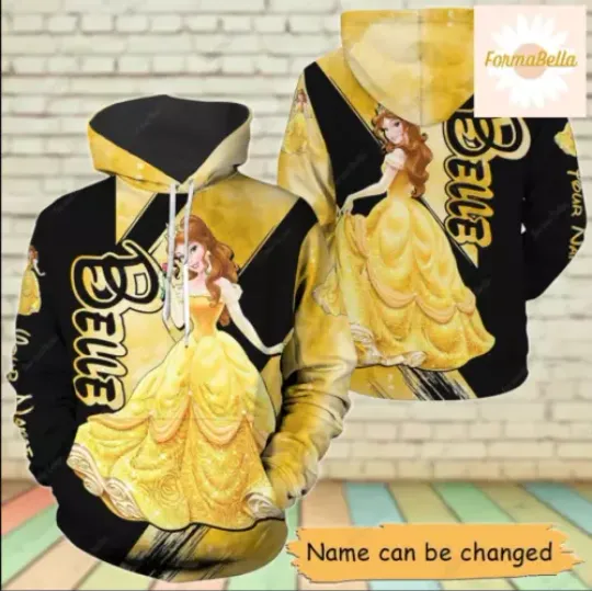 Personalized Princess Belle 3D HOODIE Halloween Gift Best Price Christmas Gift