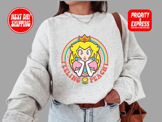 Retro Princess Peach Sweatshirt, Peach Mario Sweatshirt, Princess Super Mario Birthday Sweat, Feeling Peachy Sweatshirt, Birthday Sweatshirt