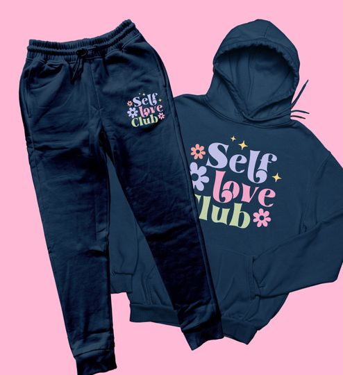 Self Love Club 2 Pc Hoodie & Jogger Set | Hoodie | Graphic Hoodie | Loungewear | Cute Pastel Clothing | Gift For Her | Self Love | Cute Set