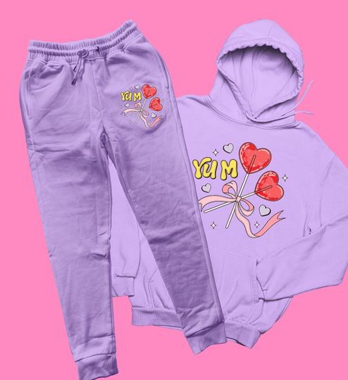Yum Lollipops 2 Pc Hoodie & Jogger Set | Hoodie | Cute Gift | Loungewear | Cute Pastel Clothing | Gift For Her | Self Love | Cute Set