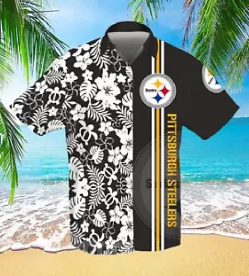 Pittsburgh Football Team Steelerss Hawaiian Button Down Shirt Unisex Adults