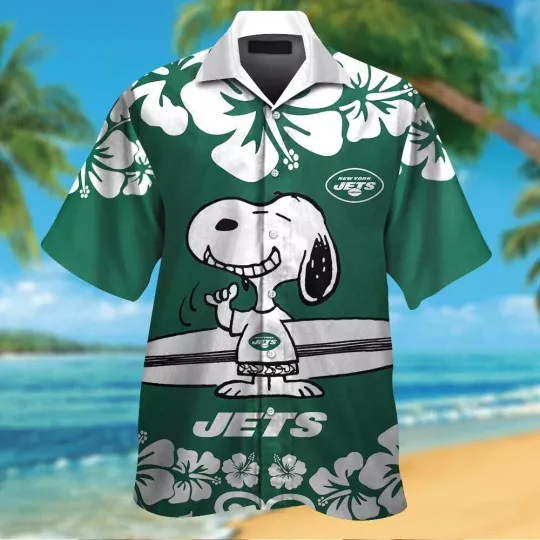 New York Football Team Jetss Hawaiian Button Down Shirt Unisex Adults