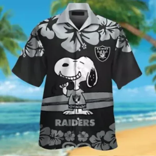 Las Vegas Football Team Raiderss Hawaiian Button Down Shirt Unisex Adults