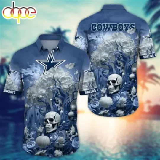 Dallas Cowboys Halloween Skull Pumpkin football Hawaiian Shirt