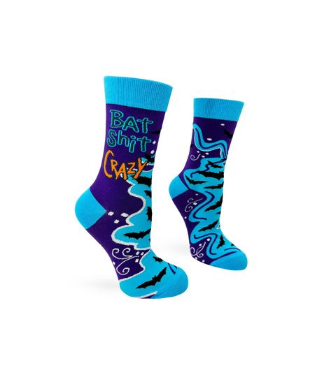 Bat Shit Crazy Ladies' Crew Socks | Inappropriate Swear Word Socks | Funny Curse Words Socks | Profanity Socks |