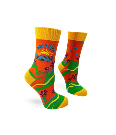 Have a Nice F**king Day Sassy Ladies' Crew Socks | Inappropriate Swear Word Socks | Funny Curse Words Socks | Profanity Socks |