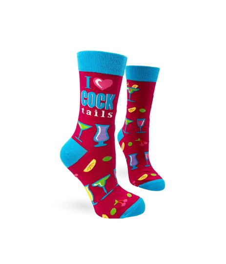 I Love Cocktails Women's Crew Socks | Sassy socks | Funny Bachelorette Party Socks | Funny Novelty Socks