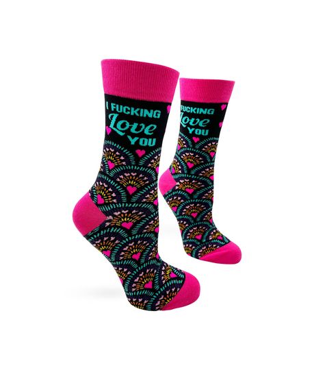 I Fucking Love You Women's Crew Socks | Sassy socks |  Inappropriate Swear Word Socks | Funny Curse Words Socks | Profanity Socks