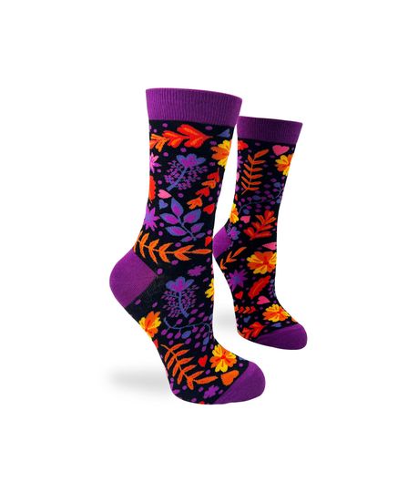 Autumn Floral Women's Crew Socks | Feel Good Gift for Her | Cute Socks | Green Thumb Garden Gift | Gift Gardener