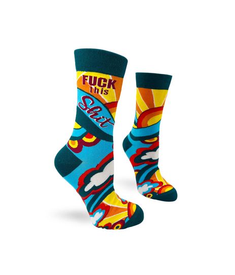 F**k This Shit Ladies' Crew Socks | Inappropriate Swear Word Socks | Funny Curse Words Socks | Profanity Socks |