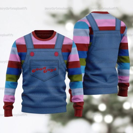 Christmas Chucky Child's Play Ugly Sweater, Chucky Ugly Christmas Sweater, Horror Movie Xmas Sweater, Scary Doll Sweater