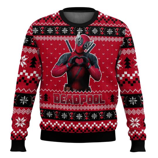 Deadpool 3 Movie Ugly Sweater, Deadpool And Wolverine Ugly Sweater Shirt, Christmas Party Gift, Best Friend Gift, Mervel Sweater