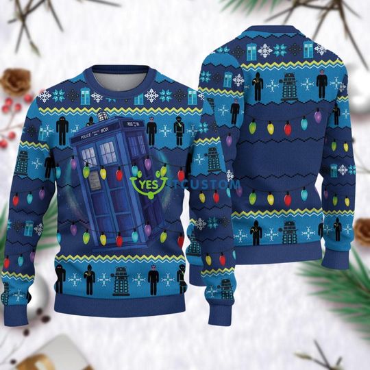 Doctor Who Christmas Ugly Sweater, Police Box Ugly Christmas Sweater, Movie Series Ugly Sweater Shirt, Doctor Who Tv Series Shirt