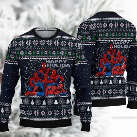 Spiderman Club Ugly Christmass Sweater, The Amazing Spiderman Holiday Sweater, Superhero Xmas Sweater, Spiderman Lover Gift