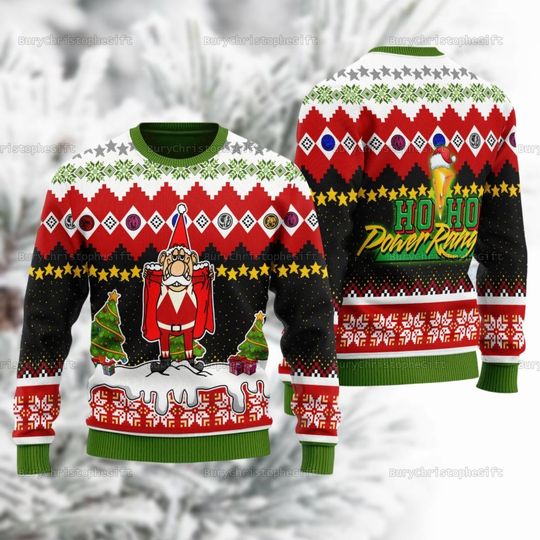 Merry Christmas Hoho Ranger Sweater, Ranger Power Ugly Christmas Sweater, Power Ranger Christmas Sweater Women