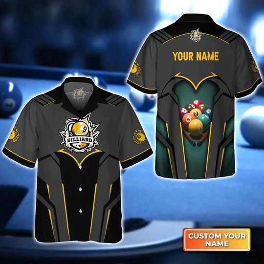 Personalized Billiard Pool 9 Ball Hawaii Shirt for Men and Women, Billiard Player Shirt, Gift for Billiard Lovers, Billiard Team Outfit