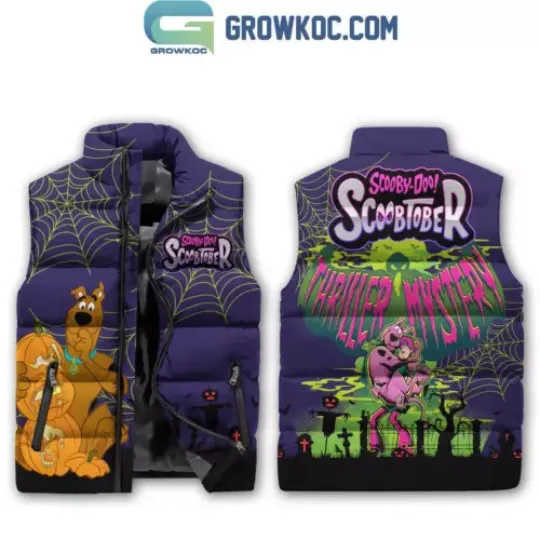 Scooby-Doo Scoobtober Thriller Mystery Halloween Sleeveless Puffer Jacket