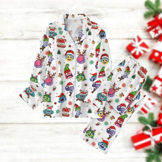 Inside Out 2 Christmas Pajamas Set, Emotional Mental Xmas Pajamas, Joy Sadness Anger Holiday Pajamas, Disney Christmas Party Gift