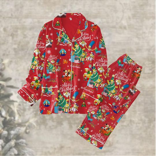 Christmas Simpson Holiday Pajamas, Homer Simpson Matching Pajamas Set, Christmas Pajamas Family, Cartoon Movie Pjs, Xmas Gift For Fan