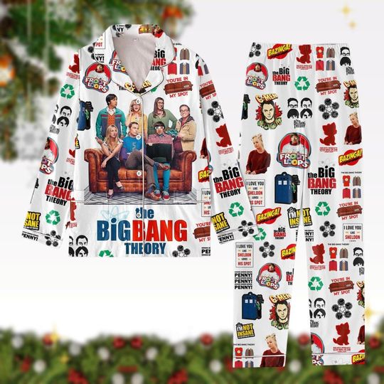 The Big Bang Theory Pajamas, Bazinga Sheldon Xmas Polyester Pajamas Set, Sheldon Cooper Pj Set Pants, Froot Loops Big Bang Theory
