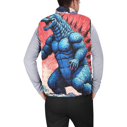 god zilla Gojira Kaiju Crayon Art Cartoon Comics Godzillas Sleeveless Jacket