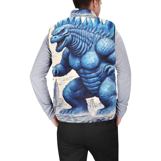 god zilla Gojira Kaiju Crayon Art Cartoon Comics Sleeveless Jacket