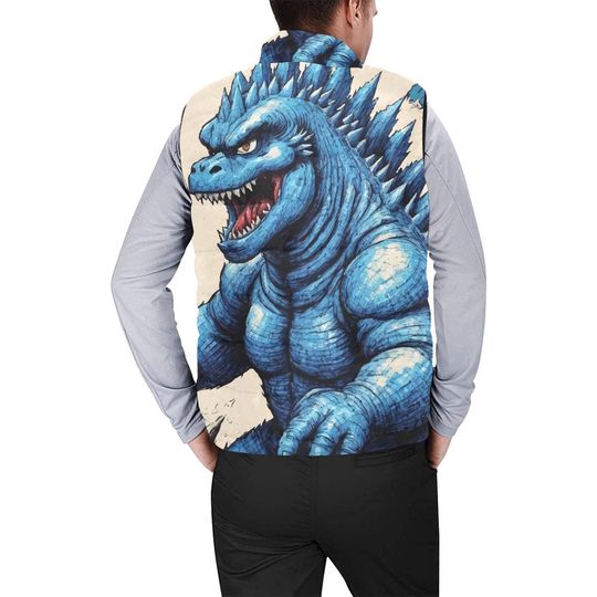 god zilla Gojira Kaiju Crayon Cartoon Comics Godzillas Art Sleeveless Jacket