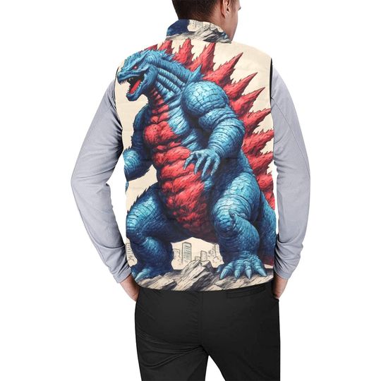god zilla Kaiju Crayon Cartoon Comics Godzillas Art Gojira Sleeveless Jacket